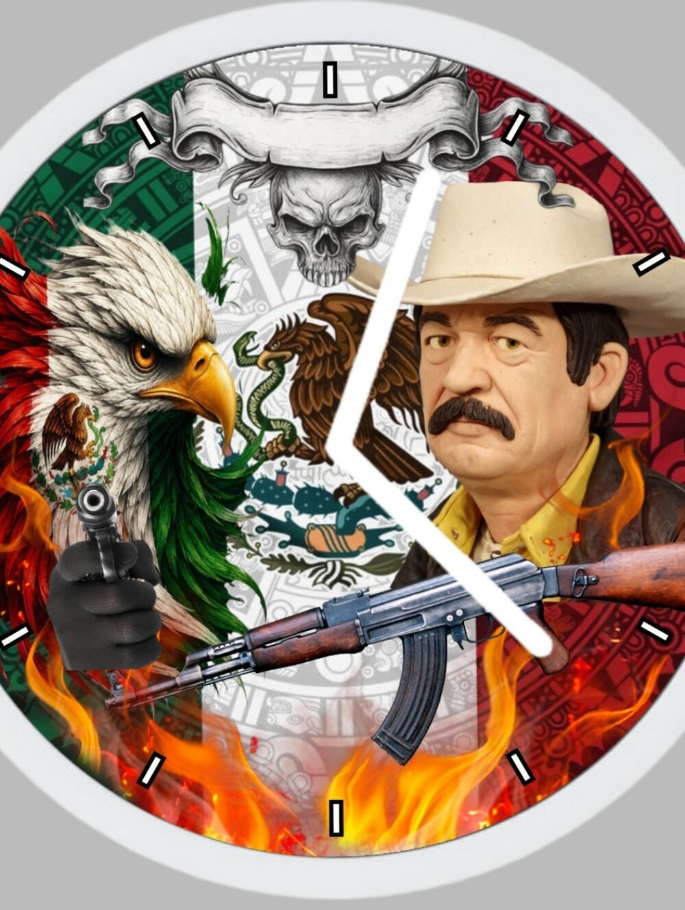 Beto Quintanilla And Eagle Wall Clock - Red Green White